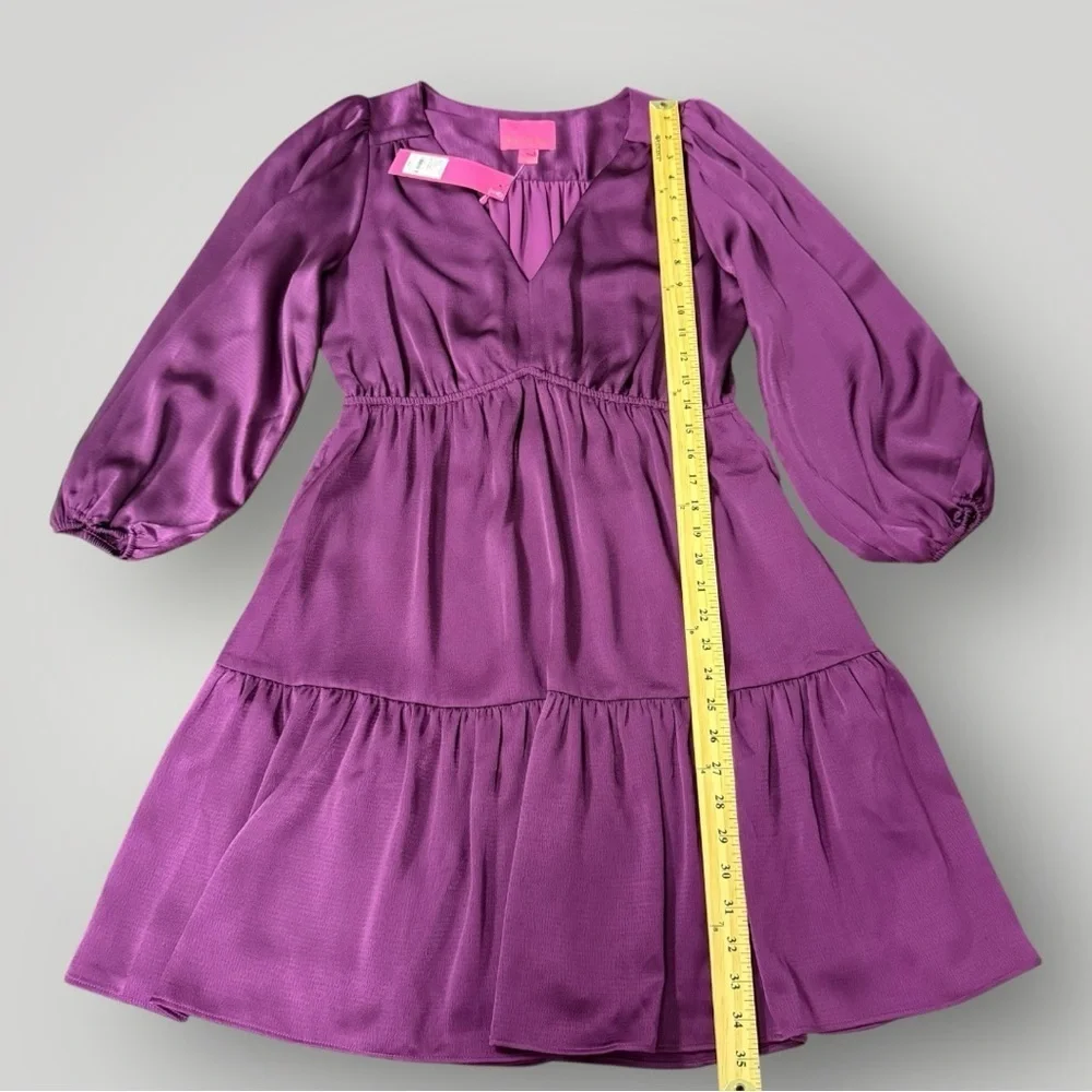 NWT Lilly Pulitzer Deacon Dress Sz 8 V-Neck Cherry Purple Event - Picture 10 of 15